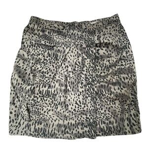 Cloth & STONE Animal Print False Wrap Skirt Black Tan Sz M 100% Cotton NWT